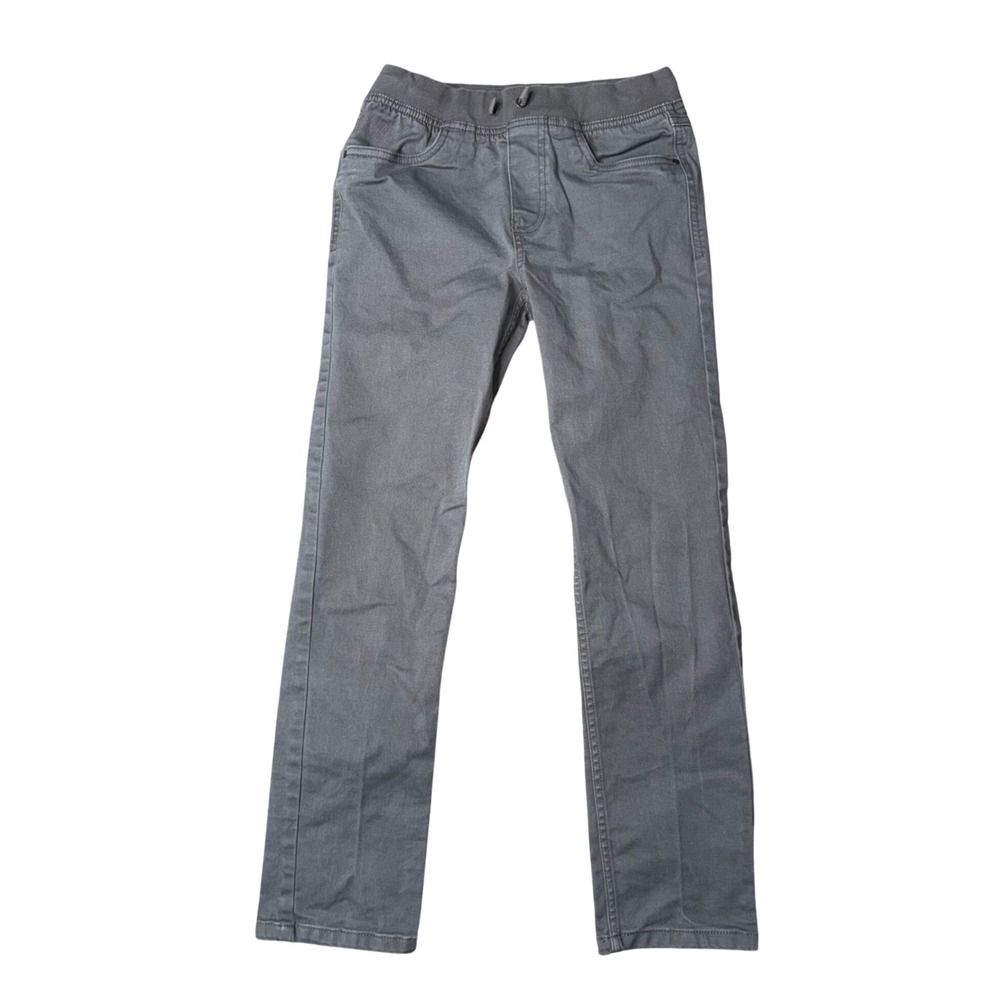Hanna Andersson Pull On Pants Kids 12 Grey Excellent Slim Fit Twill Trousers‎